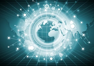High tech background image with earth planet and connection lines